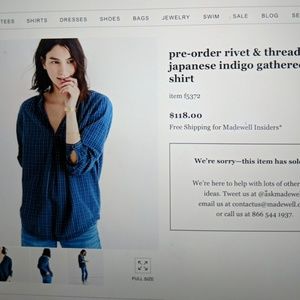 Madewell rivet and thread japanese indigo shirt